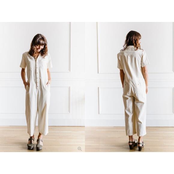 Unpublished Cropped Bone Cream Union Suit Jumpsuit Size Small - Picture 1 of 9